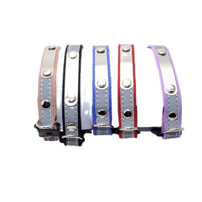 China Padded 14mm Width Mini Reflective Dog Collar With Comfortable Safety Locking Buckle And ID Plate for sale