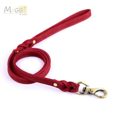 China Personalized Durable Leather Dog Leash Metal Dog Collar Rope Walking Chains For Dogs Vegan Leather for sale