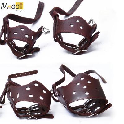 China Durable Durable Genuine Leather Dog Mouth Breathable Muzzle For Small Dog for sale