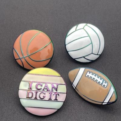 China China Qinsource Design ALLOY Qingdao Manufacturer Custom Hard Metal Art Ball Brooch Pin Hard Lapel Badge Sports Enamel Pins for sale