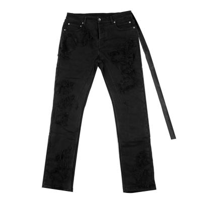 China Color Fade Proof RICK High Street Brand OWENS 22ss Black Double Layer Erosive Jeans Male And Non Female Bell Bottoms Double Layer MI Specific for sale