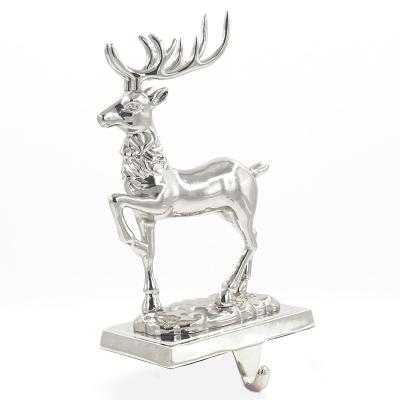 China Popular Christmas Gift Nickel Plating Christmas Wreath 3D Reindeer Stocking Holder for sale