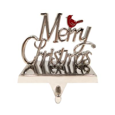 China Popular Christmas Gift Die Casting Letter Stocking Holder With We Wish You Merry Christmas for sale