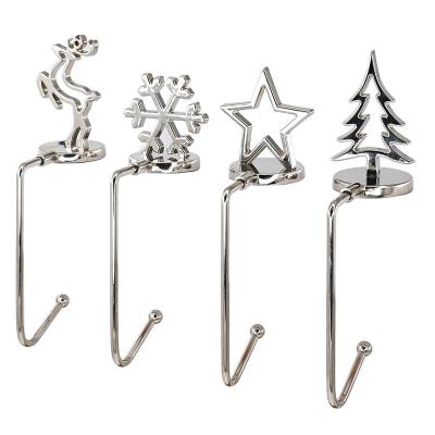 China Popular Xmas Gift Party Decoration Christmas Stocking Holders for Fireplace Hang Mantle Hooks Mantel Hanger for sale