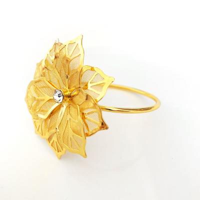 China Cheap Viable Table Gold Flower Metal Decorative Napkin Rings For Wedding Party Holiday Hotel Restaurant for sale