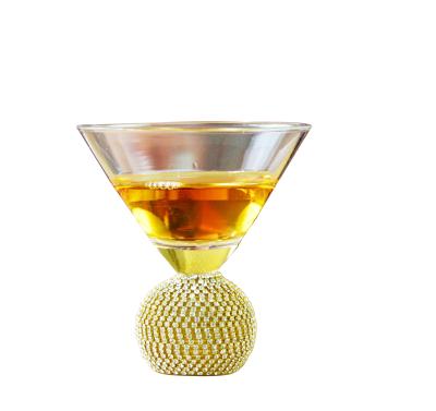 China Viable Handmade Crystal Jewel Engraved Martini Glass Diamond Ball Base Stemless Martini Glasses For Party Wedding for sale