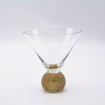 China Viable Set of 2 Handmade Crystal Diamond Gold Biarritz Martini Glass Martini Glasses For Party Wedding for sale