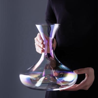 China Hot Selling Blown Lead Free Stocked Classic Hand Crystal Wine Decanter 2 Liter Crystal Wine Decanter for sale