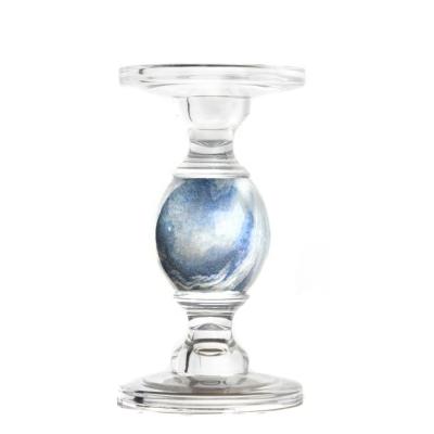 China Wholesale Home Decoration Crystal Glass Candle Holder Stained Glass Candlestick for sale