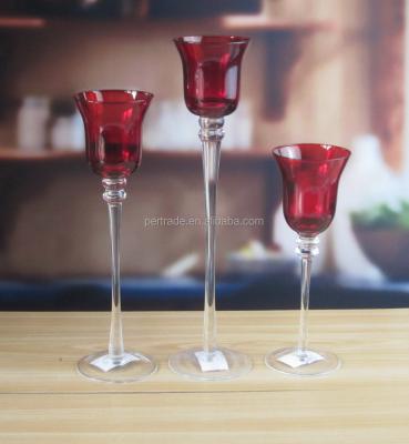 China Home decoration glass candle holder made in china long-stemmed candle holder wholewalse glass candle holder for sale