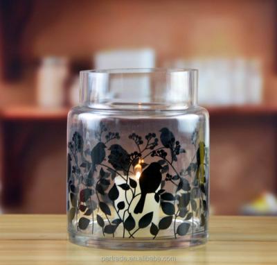 China Hurricane Glass Handmade Glass Decoration Vase Vase Large Printed Vintage Pillar Candle Holder for sale