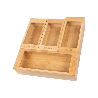 China Bamboo Organizer Box - Europe Premium Wooden Drawer Sandwich Bag Organizer For Food Storage Bags for sale