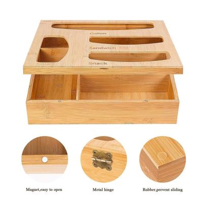 China Europe Premium Wood Drawer Organizer Plastic Baggie Container Sandwich Bag Bamboo Organizer Box for sale