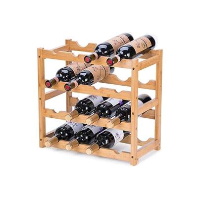 China Four-Layer Wooden Wine Rack Creative Wooden Storage Rack Bamboo Wine Rack for sale