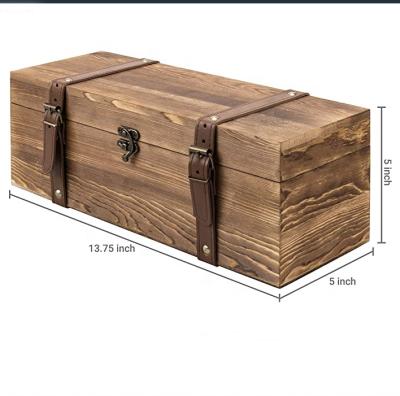 China Wholesale Art Wood Box Pine Box Gift Folk Wooden Packaging Wine Box for sale