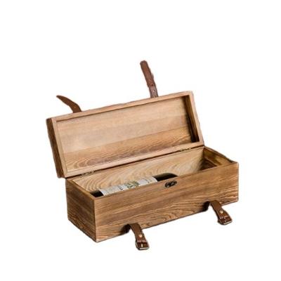 China Wholesale Art Wood Box Pine Box Gift Folk Wooden Packaging Wine Box for sale