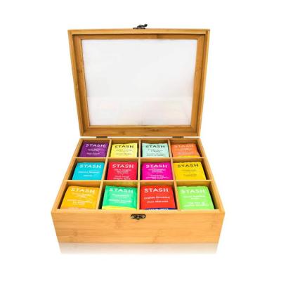 China Europe Factory Custom Made Eco-Friendly Natural Bamboo Square Wooden Tea Box for sale