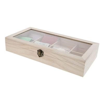 China Europe customized natural bamboo and wooden rectangle wooden boxes for tea with 8 compartments for sale