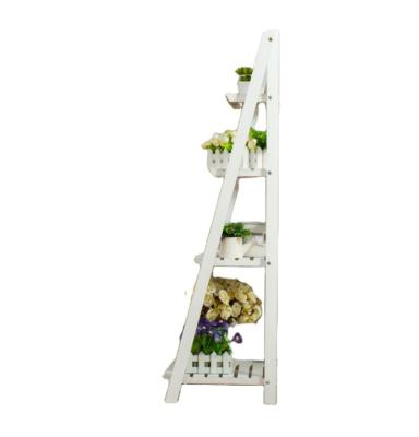 China 3 Tier Folding Flower Pot Shelf Rack Wood Display Rack For Sale Customized Shape for sale