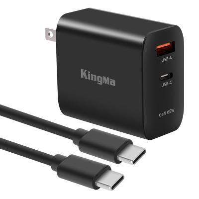 China KingMa 65W GaN USB C PD LAPTOP Fast Charger with 100W 1.8M/6ft Type C PD Charging Cable Set for Mac Dell Surface Lenovo Laptop for sale