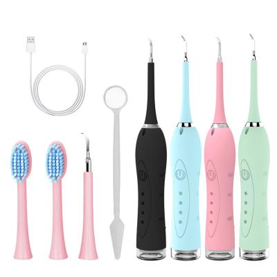 China Long Working Time/Low Noise Sonic Teeth Cleaning Kit/Ultrasonic Plaque Remover Electric Toothbrush with 4 Replaceable Heads and 1 Oral Mirror for sale