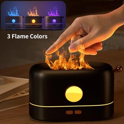 China Aromatherapy 3D Flame Effect Night Light Humidifier Essential Oil Pink Blue Yellow Diffuser for sale