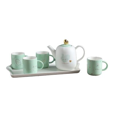 China Viable Lovers Coffee Tea Set Porcelain Tea Cup Ceramic Pot Set Home Hotel Use for sale