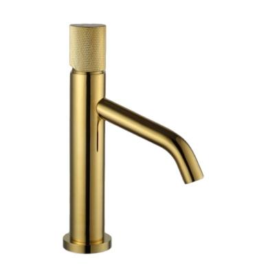 China Modern Basin Faucet Single Tap Gold Ceramic Cartridge Faucets Single Handle Deck Mounted for sale