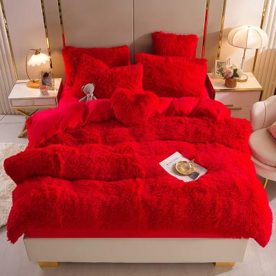 China Anti-Static Bedding Sets Plush Crystal Velvet Coral Velvet Quilt Mink Four Piece Set Long Sheet Pillow Case Comforters Quilting Bed Suits for sale