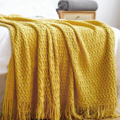 China Dropshipping 100% Cotton Anti-Static Organic Kids Knitting Throw Blanket, Tassel Knitted Shawl Blanket for sale