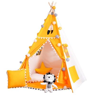 China Dropshipping Easy Foldable Indoor Outdoor Cotton Canvas Folding BABY TENT Kids Play Tents House Wooden Dollhouse Boys Teepee Tent Kids for sale