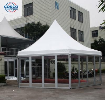 China Outdoor COSCO PVC Aluminum Fabric Coated Hexagonal Marquees Polygon Party Tents Canopy Pagoda Tents 3*3m for sale