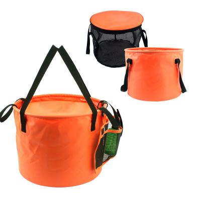 China 500DPVC Mesh Cloth + Mesh + New 30L Water PET Detergent Bottle Folding Double Bucket Drain Basket Washing Outdoor Vegetable Bucket Camping Telescopic Fishing Bucket for sale