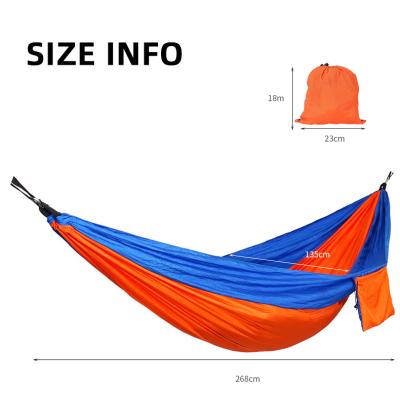 China New Modern Outdoor Camping Hammock Two Color Nylon Dormitory Single Ultralight Double Indoor Garden Portable Swing Bed for sale