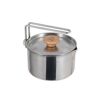 China 304 Stainless Steel Camping Pot Foldable Fishing Teapot Water Boiling Kettle Mountaineering Outdoor Multifunctional Portable Coffee Pot for sale