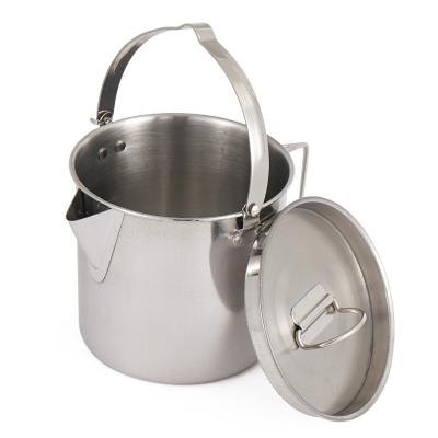 China Wholesale Portable Outdoor Camping Teapot Kettle 1.2L Mountaineering Kettle Stainless Steel Pot Cooker Coffee Pot Picnic Hanging for sale