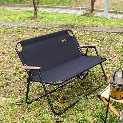 China Custom Wholesale New Design Durable Outdoor Foldable Double Seat Tube Loveseat Durable Steel Camping Chair for sale