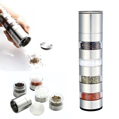 China 4pcs Stainless Steel Bottle Set Spice Seasoning Box Set Seasoning Bottle With Grinder For BBQ Outdoor Use for sale