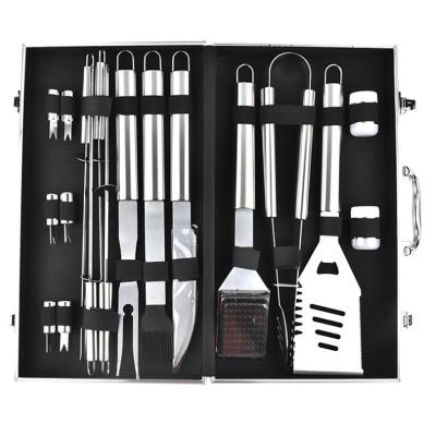 China Easily Cleaned Shiren Professional Grill 18Pcs Garden BBQ Grilling Stainless Steel BBQ Grill Tool Kit With Aluminum Case for sale