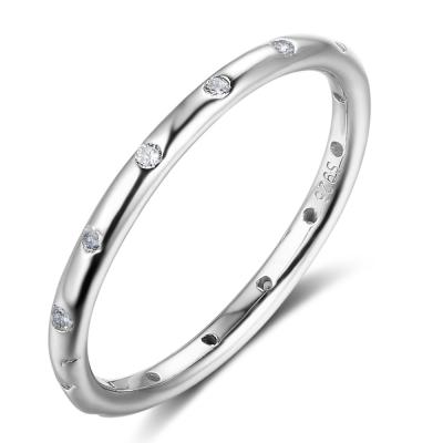 China Ring Designs band rhodium plated simple classic CLASSIC CZ Sterling Silver Ring Bands Wedding from factory band for sale