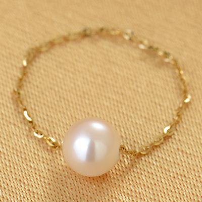 China CLASSIC NINE Design Freshwater Pearl Single Chain Ring 18K Gold Thin Chain Pearl Rings For Women Girls for sale