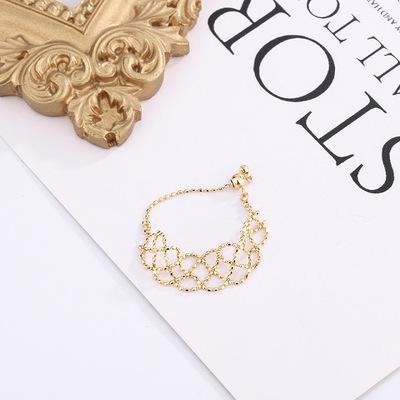 China IDS Wholesale Jewelry NINE CLASSIQUE Trendy Grid Shaped Ring Real 18K Adjustable Gold Chain Custom Tasty Ring for sale