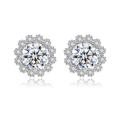 China Fashionable Custom Moissanite Earring Jewelry Sterling Silver 925 Snow Form Moissanite Stud Earrings Diamond for sale