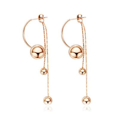 China TRENDY Wholesale Round Ball Earrings Stainless Steel Women Drop Earring Fashion Solid Beaded Earring for sale