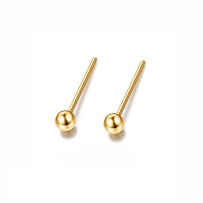 China NINE Trendy Women's Solid Beaded Stud Earrings Trendy Real 18K Gold Cheap Round Ball Stud Earrings for sale