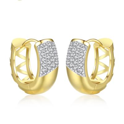 China Fashionable NINE Ladies Earring Jewelry Wholesale Micro Pave CZ Brass Gold Plated Circle Huggie Women Earrings for sale