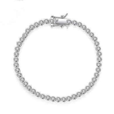 China Wholesale Fashion NINE Round Zircon Chain Jewelry Men Women Silver 18k White Gold CZ Plated Diamond Tennis Bracelet for sale