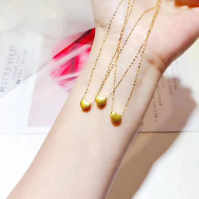 China FASHIONABLE NINE Pure 18k 24k 3D Gold Hard Classic Charms Heart Pendant Necklace Women's Jewelry for sale