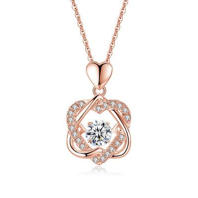 China NINE À LA MODE Fashion 925 Silver Dancing Diamond Heart Necklace Women Illusion Setting Moving Diamond Pendant for sale