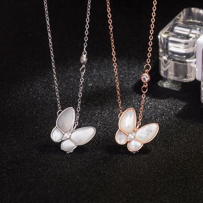 China FASHIONABLE NINE Women Fashion Butterfly Jewelry Butterfly Charm New Design 925 Silver Butterfly Shell Necklace Pendant for sale